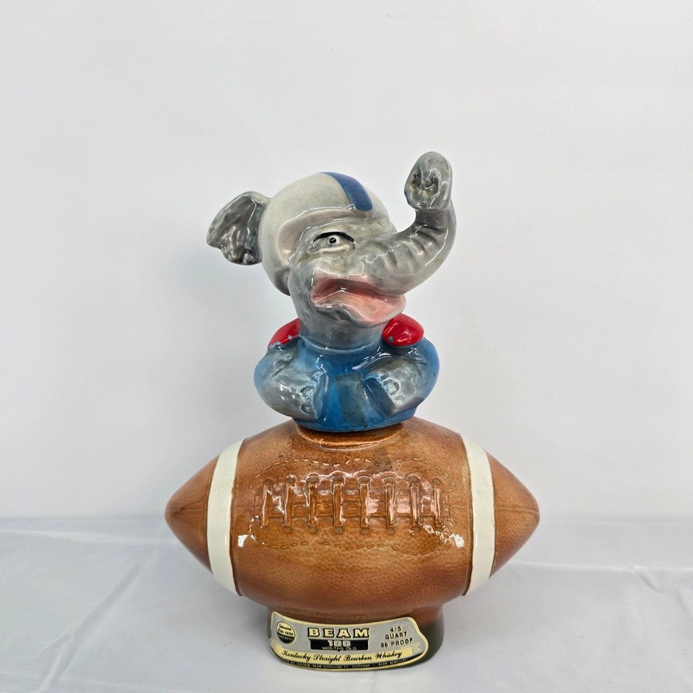 Jim Beam Elephant Football Decanter 1972 Regal China Vintage Bourbon Bottle